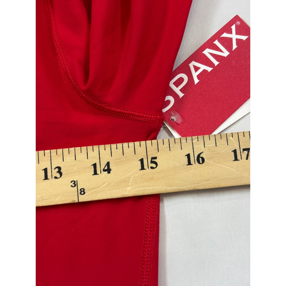 Spanx SPANXsmooth OnForm Long Sleeve Top Red Crew Neck Thumbholes Medium NEW - Picture 7 of 14